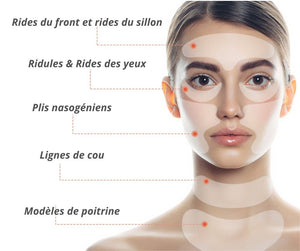 TTB  Patchs Anti-rides réutilisables en Silicone, pour visage, front, joues, cou, menton.